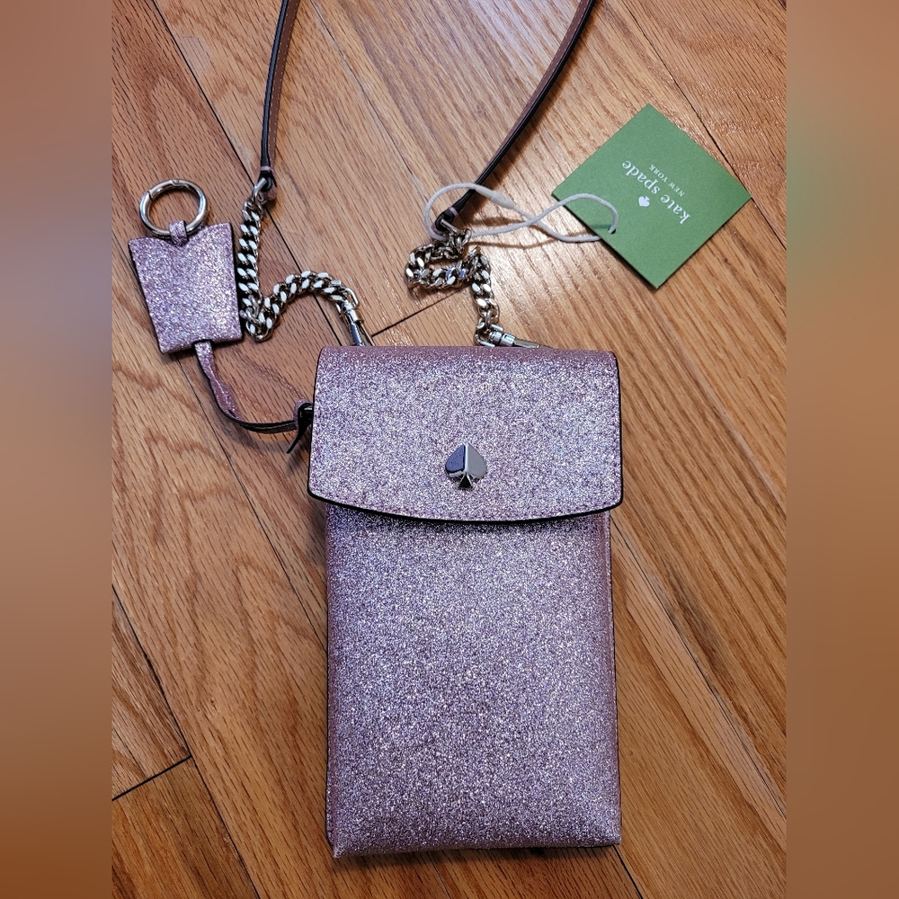 Kate Spade Glitter Crossbody Cellphone Wallet Bag NWT Pink